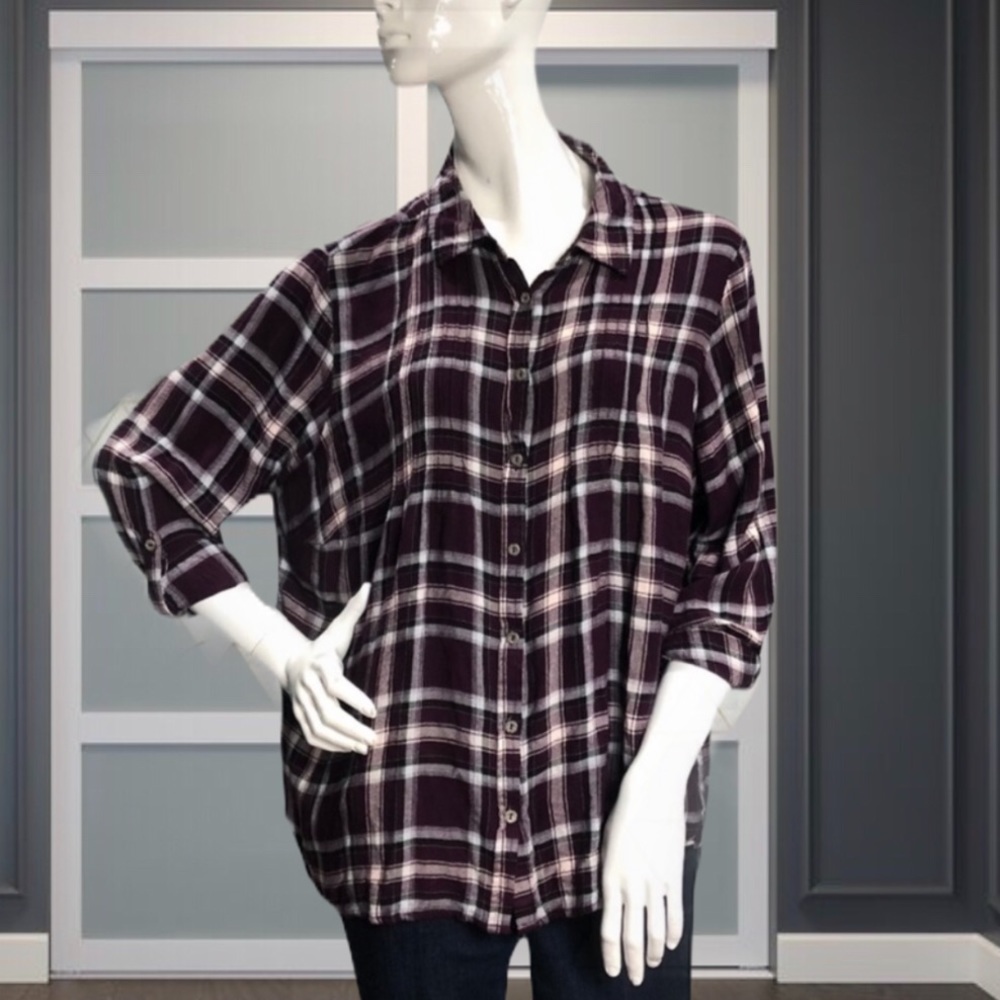 dress barn woman 2X Soft Plaid Button Down